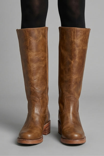 Filipa | Botas Cano Alto Mulher de Pele Biqueira Redonda