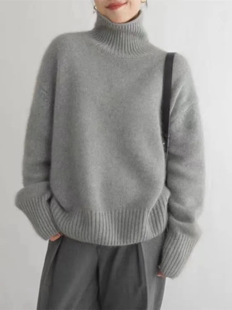 Filipa | Camisola de Caxemira Mulher Gola Alta Oversize
