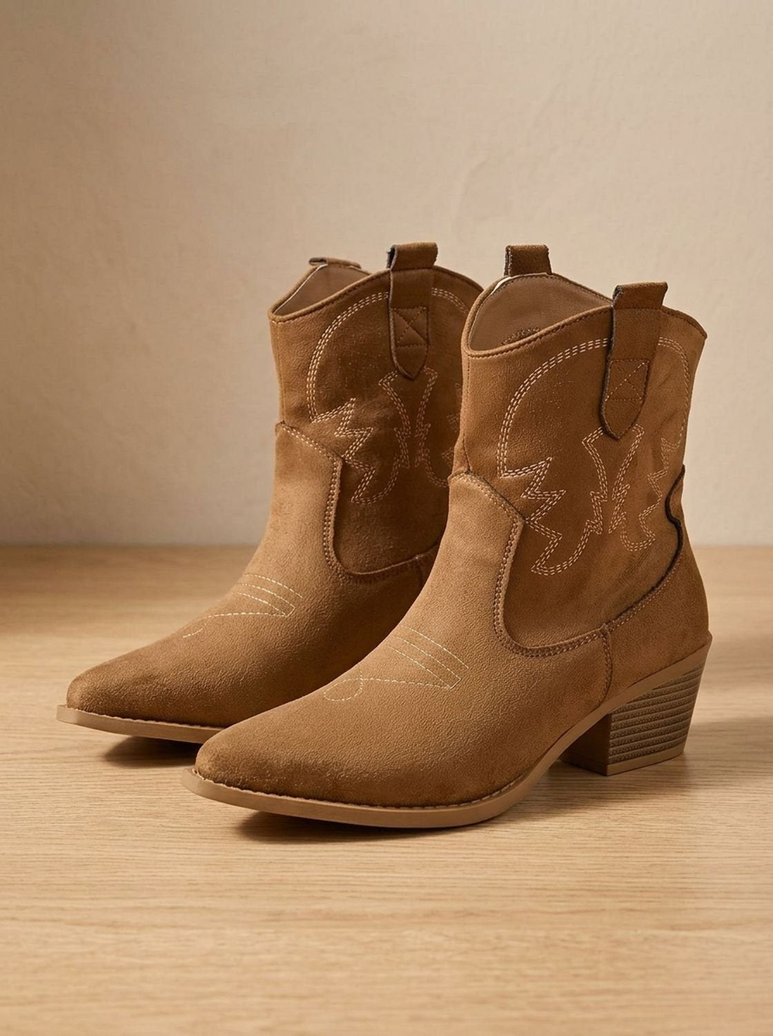 Maxine | Women's Embroidered Faux Suede Western Ankle Cowboy Boots