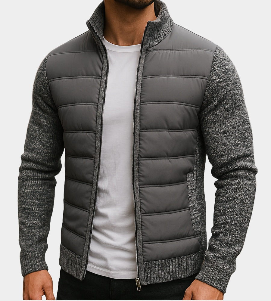 Finnegan | Men's Fall Jacket with Quilted Front and Knit Sleeves