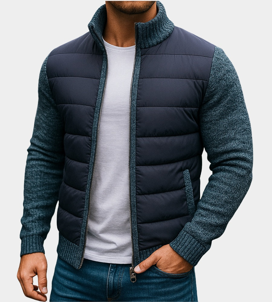 Finnegan | Men's Fall Jacket with Quilted Front and Knit Sleeves