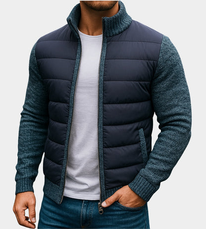 Finnegan | Men's Fall Jacket with Quilted Front and Knit Sleeves