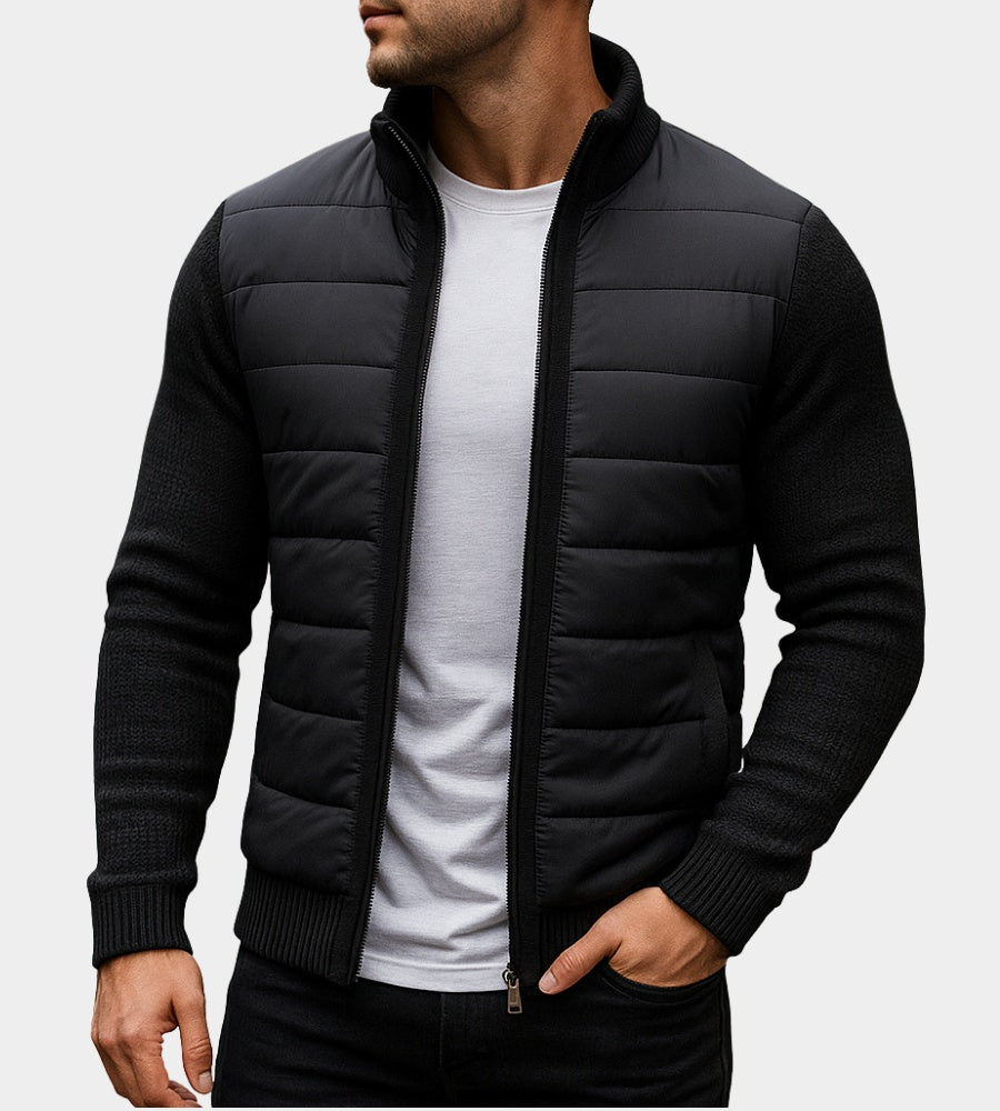 Finnegan | Men's Fall Jacket with Quilted Front and Knit Sleeves