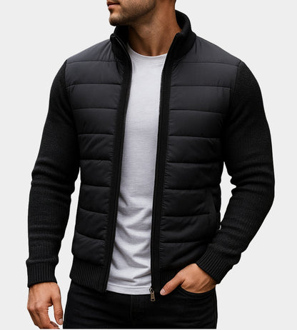 Finnegan | Men's Fall Jacket with Quilted Front and Knit Sleeves