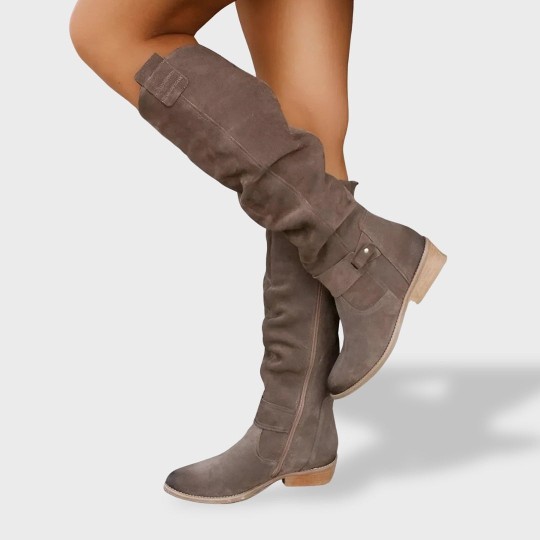 Francisca | Botas Cowboy de Camurça Mulher Cano Alto