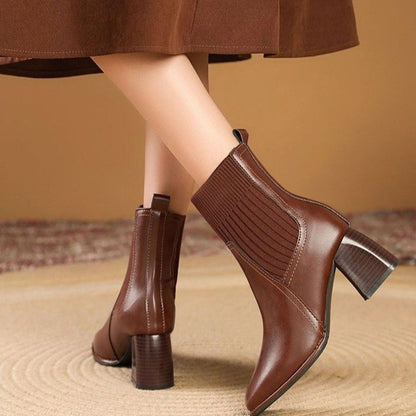 Tamsin | Women's Faux Leather Block Heel Chelsea Boots Ankle