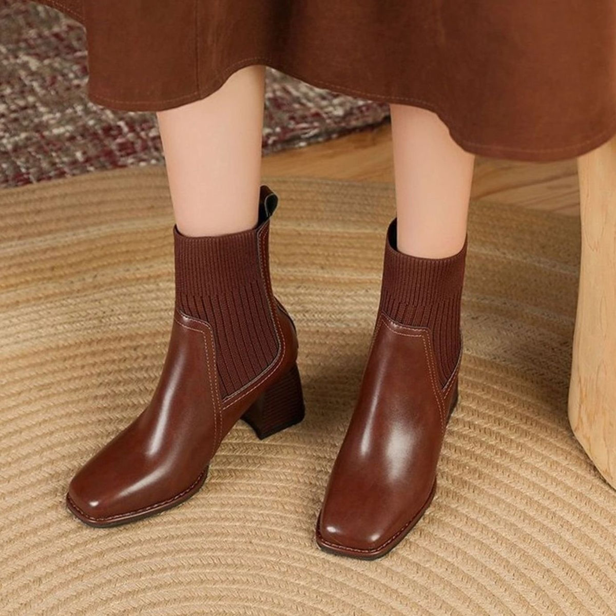 Tamsin | Women's Faux Leather Block Heel Chelsea Boots Ankle