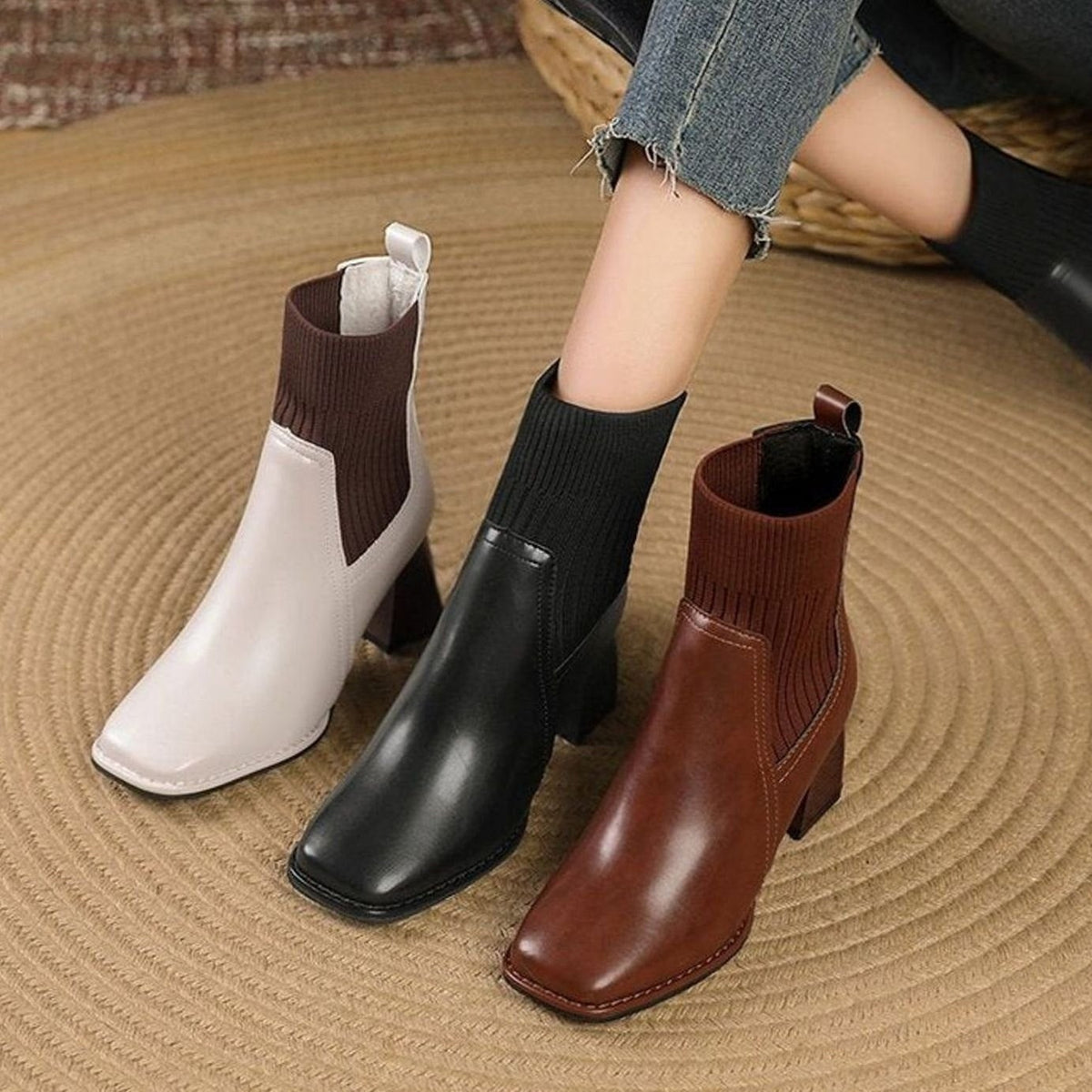 Tamsin | Women's Faux Leather Block Heel Chelsea Boots Ankle