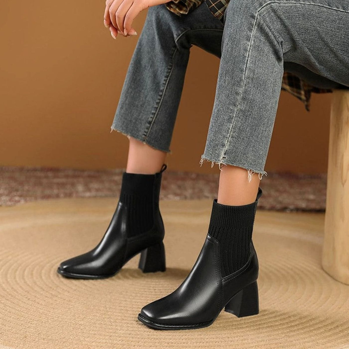 Tamsin | Women's Faux Leather Block Heel Chelsea Boots Ankle