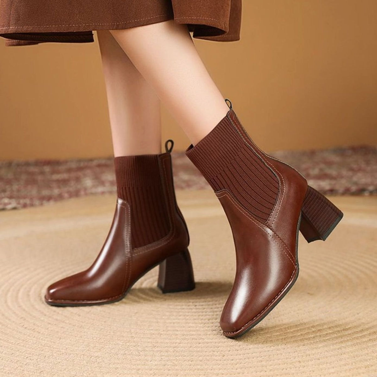 Tamsin | Women's Faux Leather Block Heel Chelsea Boots Ankle
