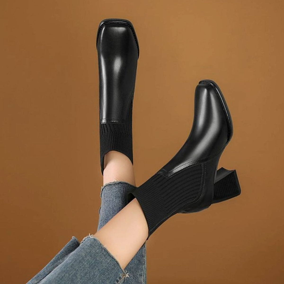 Tamsin | Women's Faux Leather Block Heel Chelsea Boots Ankle