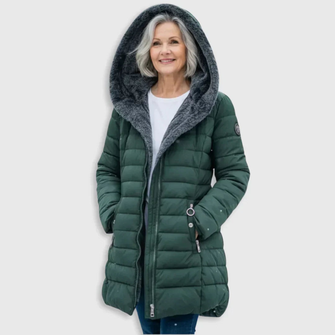 Gwendolyn | Women's Long Quilted Puffer Jacket with Plush-Lined Hood