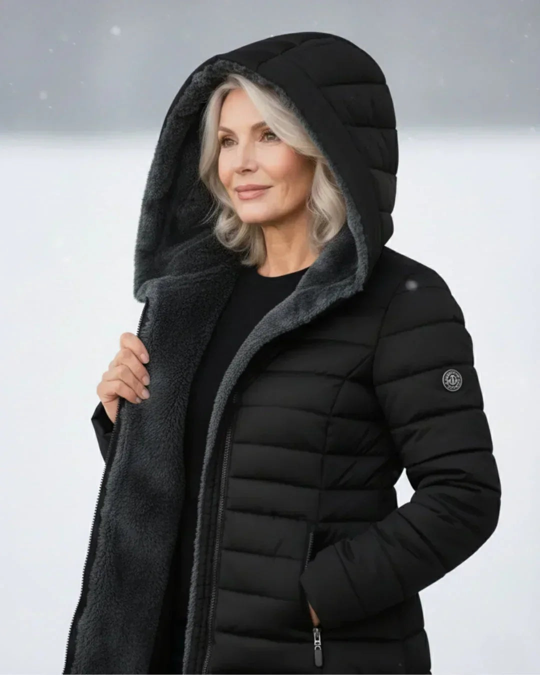 Gwendolyn | Women's Long Quilted Puffer Jacket with Plush-Lined Hood