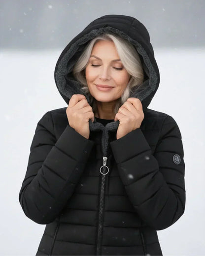 Gwendolyn | Women's Long Quilted Puffer Jacket with Plush-Lined Hood