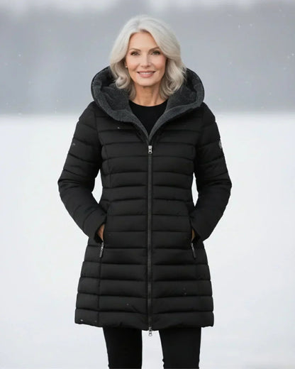 Gwendolyn | Women's Long Quilted Puffer Jacket with Plush-Lined Hood
