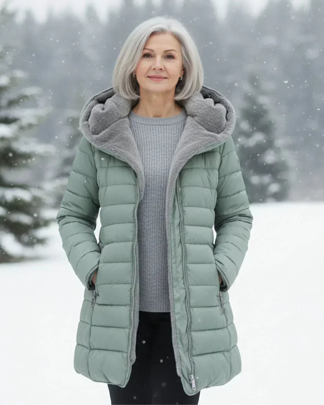 Gwendolyn | Women's Long Quilted Puffer Jacket with Plush-Lined Hood