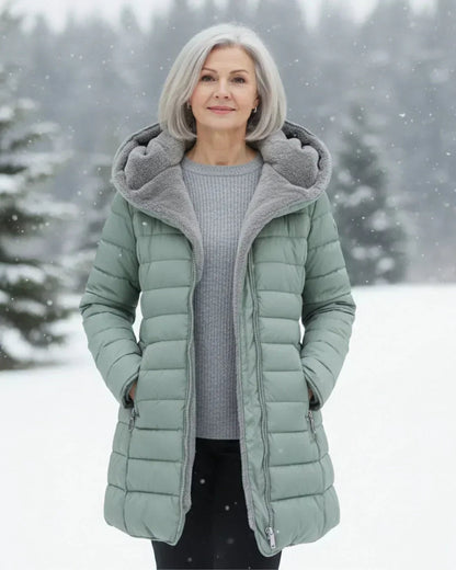 Gwendolyn | Women's Long Quilted Puffer Jacket with Plush-Lined Hood