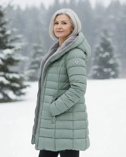 Gwendolyn | Women's Long Quilted Puffer Jacket with Plush-Lined Hood