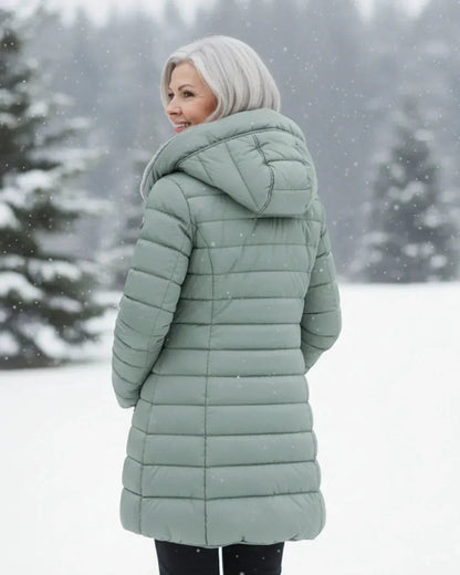 Gwendolyn | Women's Long Quilted Puffer Jacket with Plush-Lined Hood