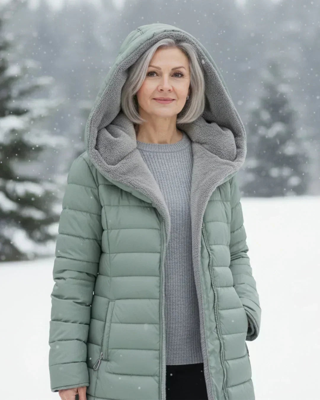Gwendolyn | Women's Long Quilted Puffer Jacket with Plush-Lined Hood