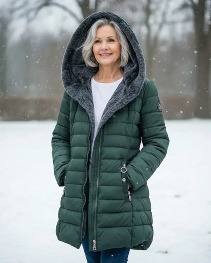 Gwendolyn | Women's Long Quilted Puffer Jacket with Plush-Lined Hood