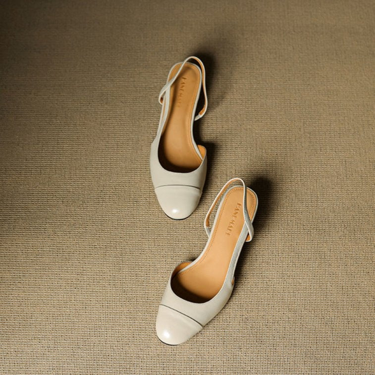 Helena | Sapatos Slingback de Couro Mulher Salto Bloco