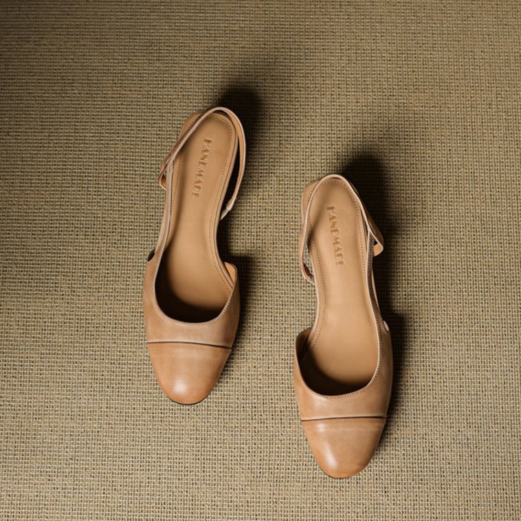 Helena | Sapatos Slingback de Couro Mulher Salto Bloco