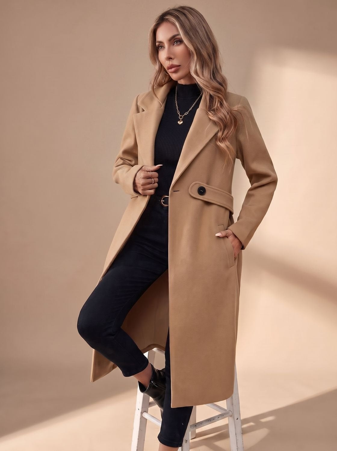 Noelle | Women's Long Winter Coat Classic Notch Lapel Overcoat