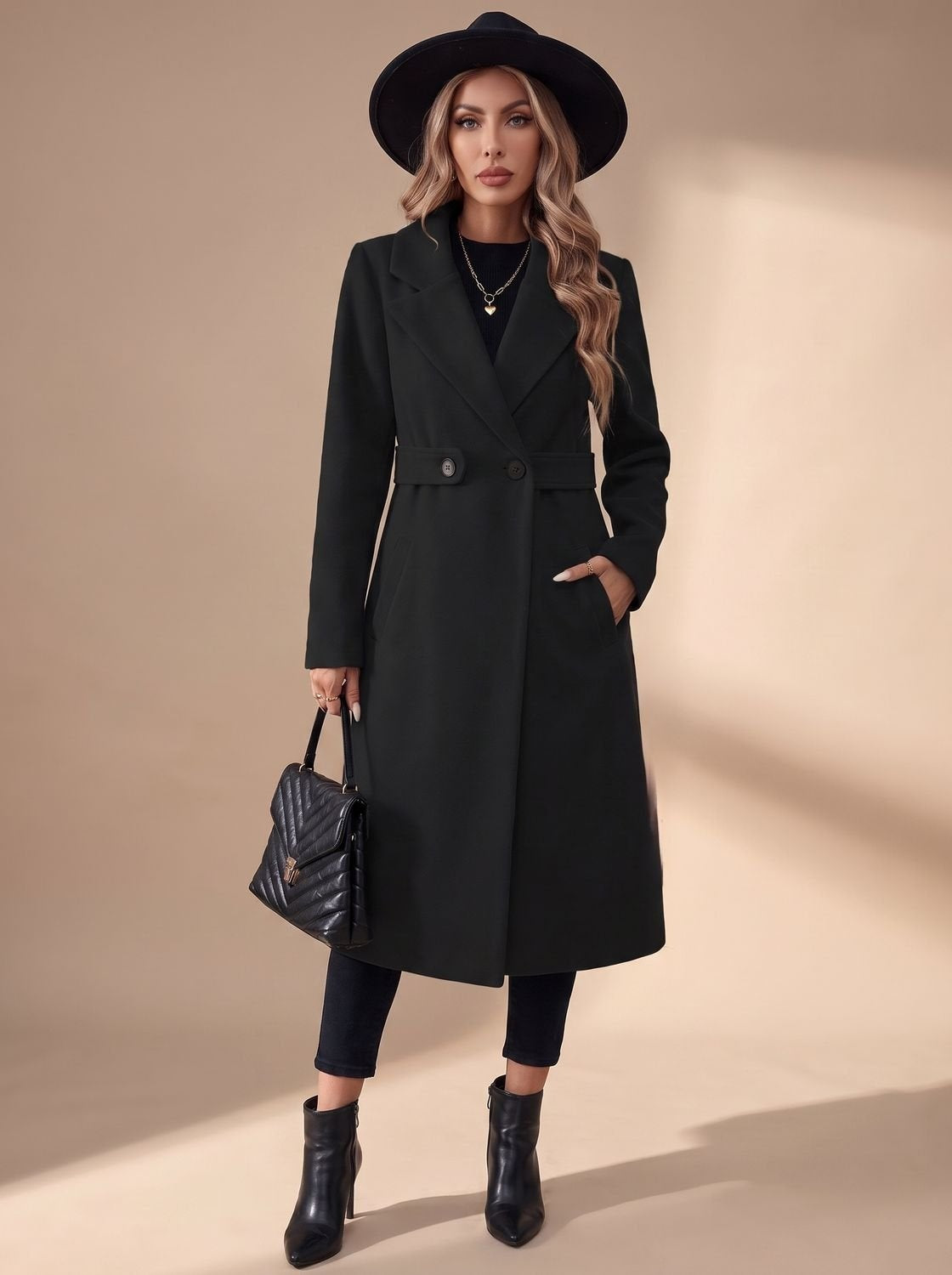 Noelle | Women's Long Winter Coat Classic Notch Lapel Overcoat
