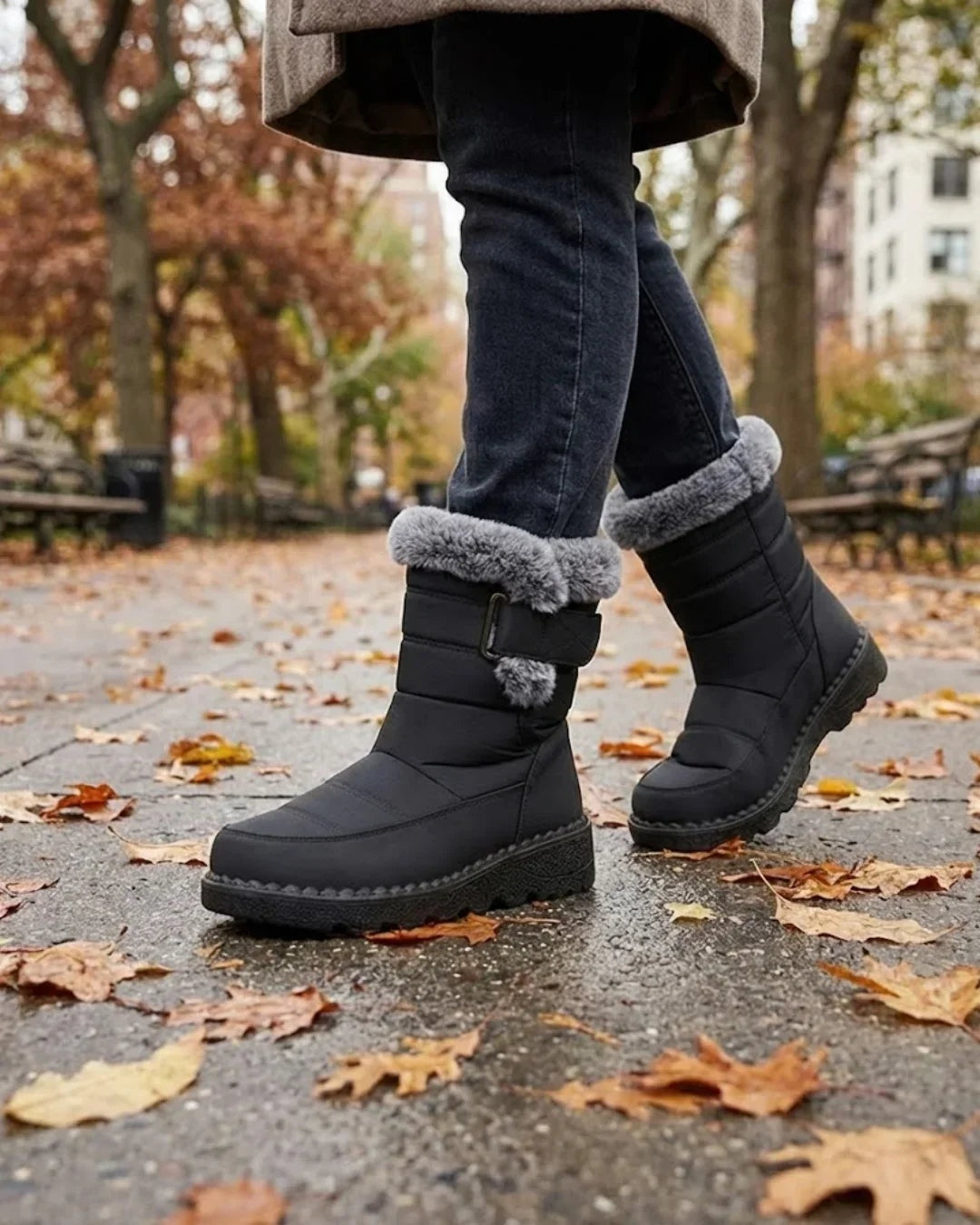Henrietta | Women's Winter Snow Boots with Faux Fur Trim and Strap