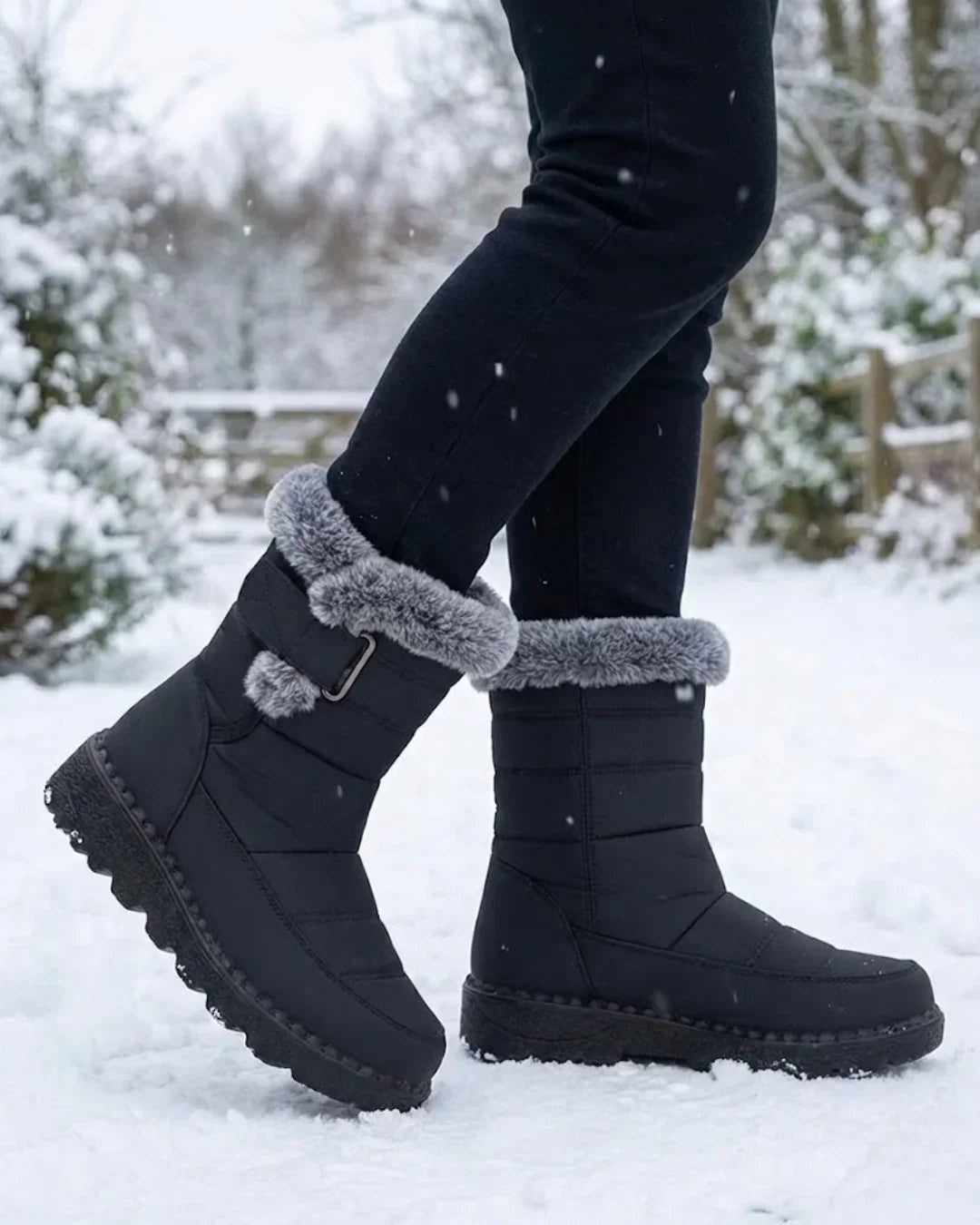 Henrietta | Women's Winter Snow Boots with Faux Fur Trim and Strap