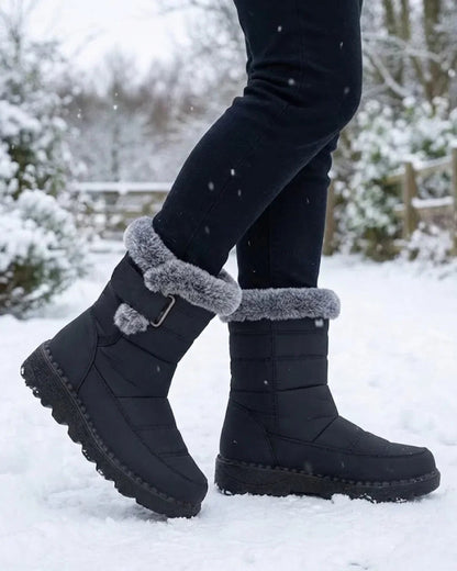 Henrietta | Women's Winter Snow Boots with Faux Fur Trim and Strap