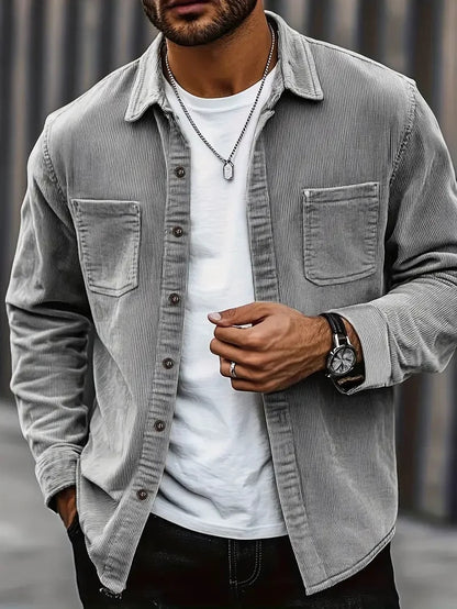 Hugo | Men's Corduroy Shirt Jacket with Chest Pockets