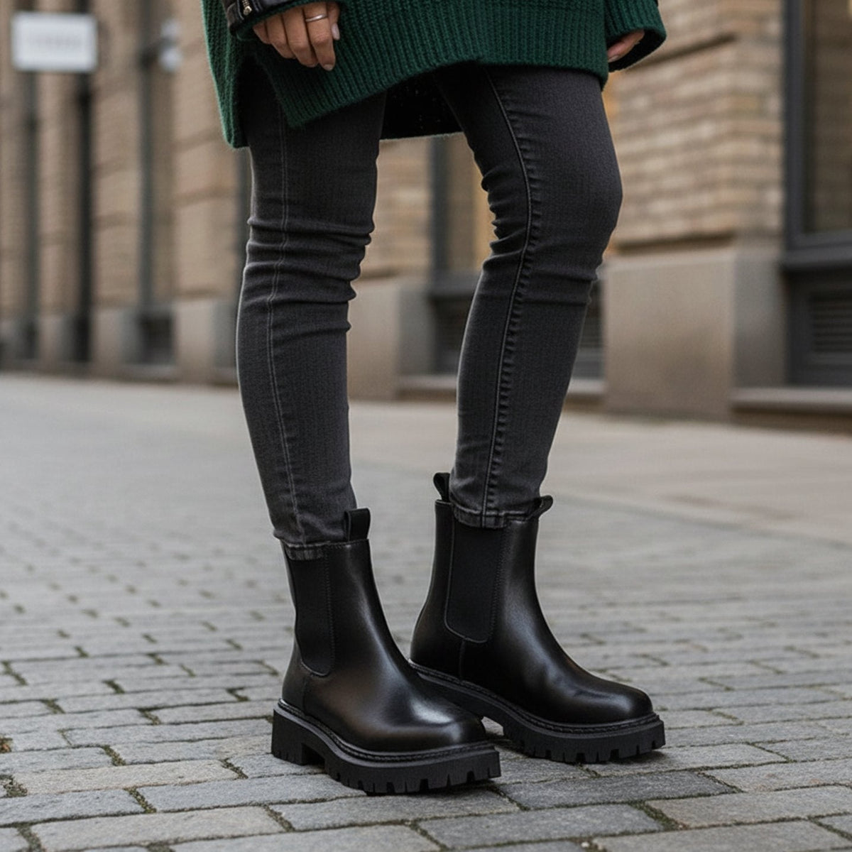 Noemi | Women's Chunky Lug Sole Chelsea Boots Elastic Side