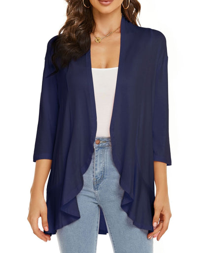 Isabel | Cardigan Frente Aberta Mulher Manga 3/4 Drapado