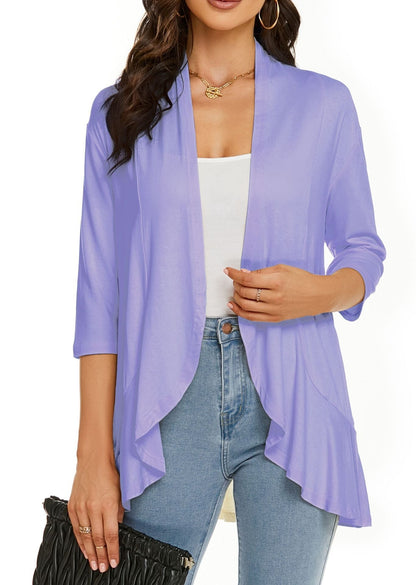 Isabel | Cardigan Frente Aberta Mulher Manga 3/4 Drapado