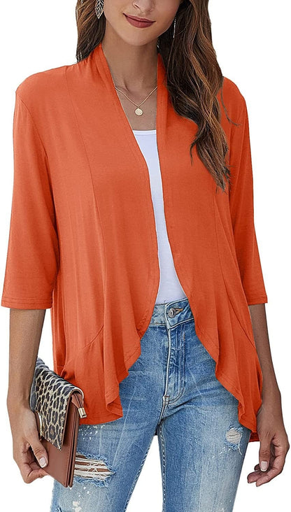 Isabel | Cardigan Frente Aberta Mulher Manga 3/4 Drapado