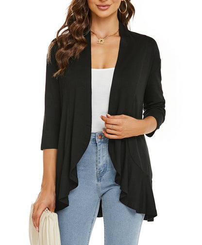 Isabel | Cardigan Frente Aberta Mulher Manga 3/4 Drapado