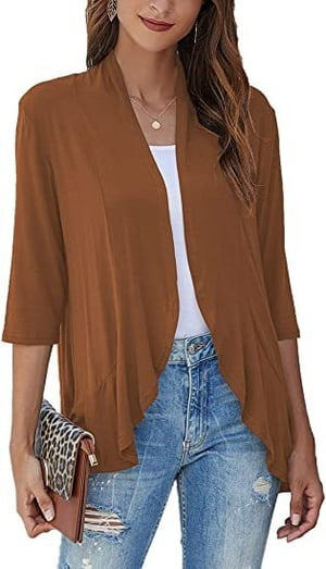 Isabel | Cardigan Frente Aberta Mulher Manga 3/4 Drapado