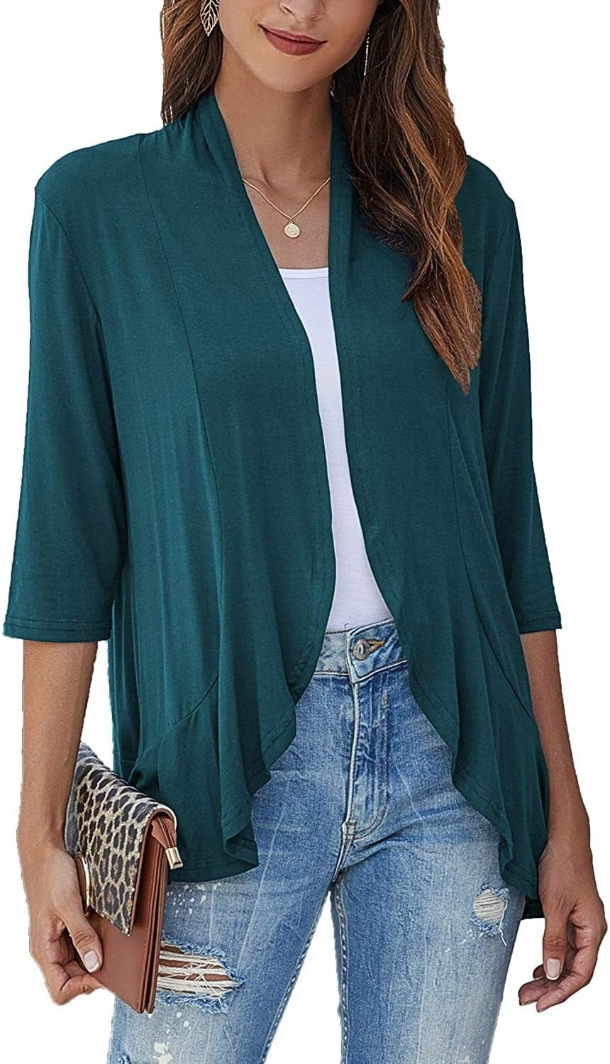 Isabel | Cardigan Frente Aberta Mulher Manga 3/4 Drapado