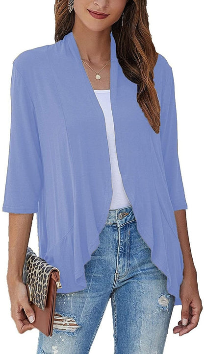 Isabel | Cardigan Frente Aberta Mulher Manga 3/4 Drapado