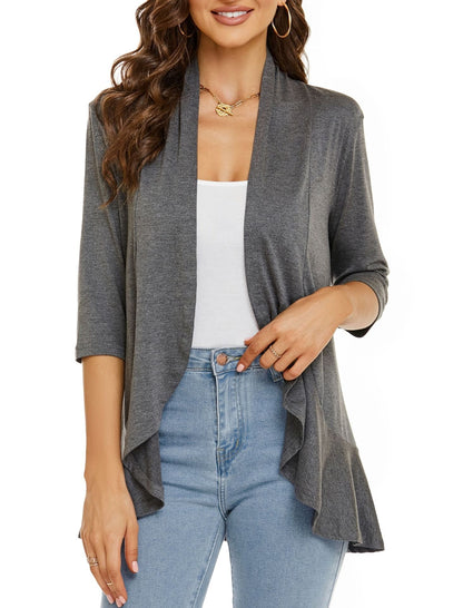Isabel | Cardigan Frente Aberta Mulher Manga 3/4 Drapado
