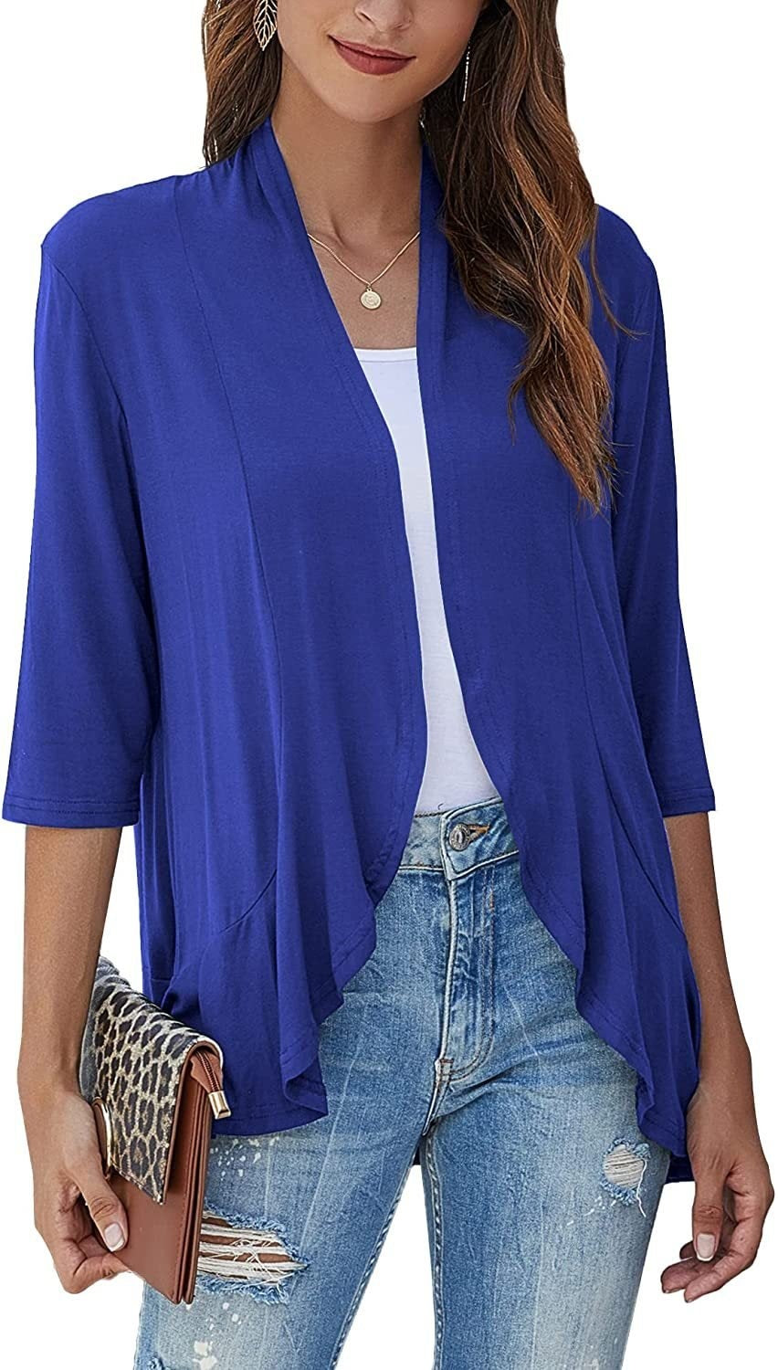 Isabel | Cardigan Frente Aberta Mulher Manga 3/4 Drapado