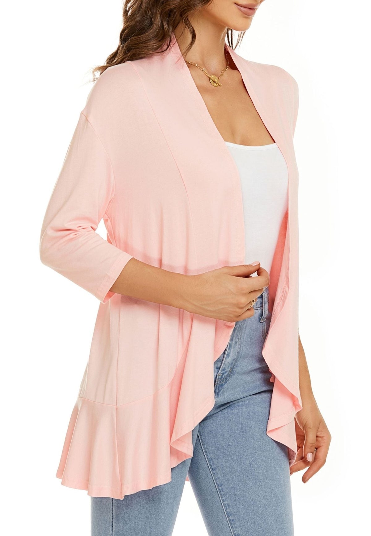 Isabel | Cardigan Frente Aberta Mulher Manga 3/4 Drapado