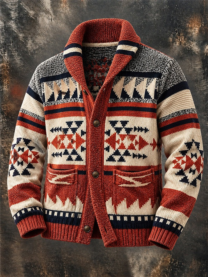 Jasper | Men's Cardigan Sweater with Shawl Collar Western Pattern