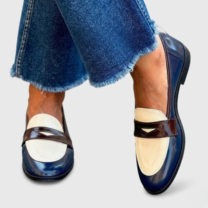 Joana | Mocassins de Verniz Mulher Bicolores Bico Redondo