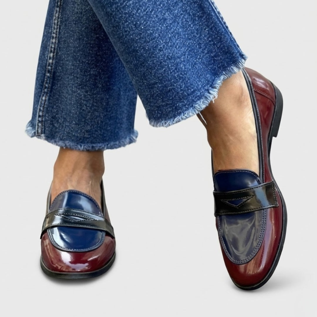 Joana | Mocassins de Verniz Mulher Bicolores Bico Redondo