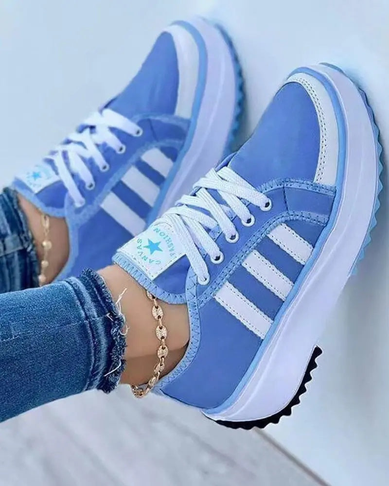 Rae | Women's Platform Sneakers Side Stripes Lace Up