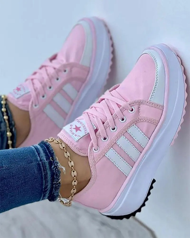 Rae | Women's Platform Sneakers Side Stripes Lace Up