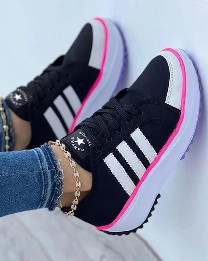 Rae | Women's Platform Sneakers Side Stripes Lace Up